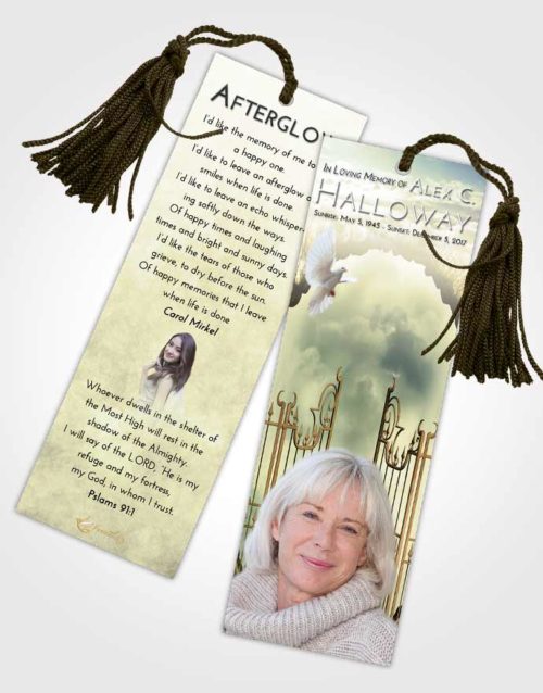 Funeral Bookmark Template At Dusk Mystical Gates of Heaven