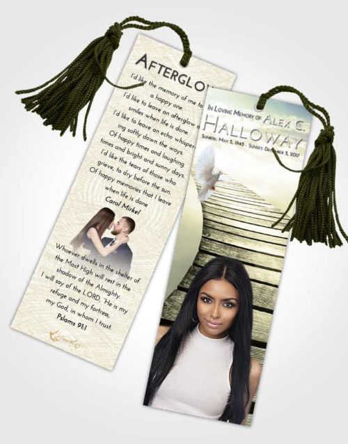 Funeral Bookmark Template At Dusk Stairway to Life