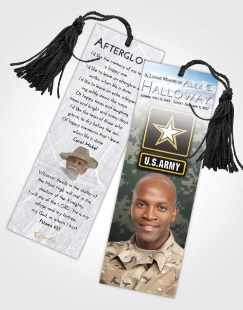 Funeral Bookmark Template Early Army Duty