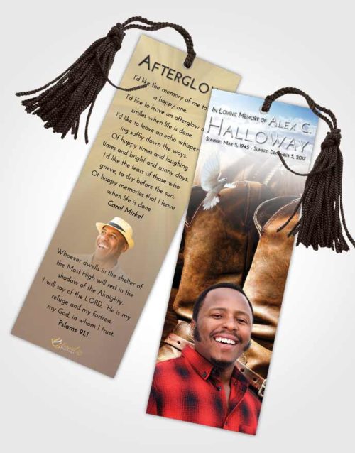 Funeral Bookmark Template Early Cowboy Love