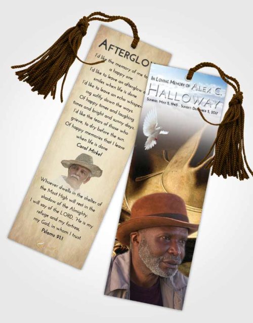 Funeral Bookmark Template Early Cowboy Serenity