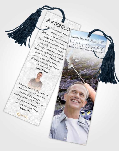 Funeral Bookmark Template Early Fishing on the Rocks
