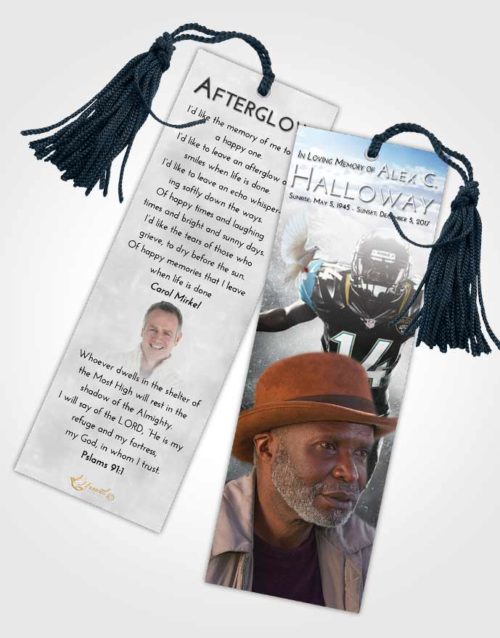 Funeral Bookmark Template Early Football Serenity