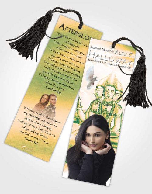 Funeral Bookmark Template Emerald Serenity Brahma Surprise