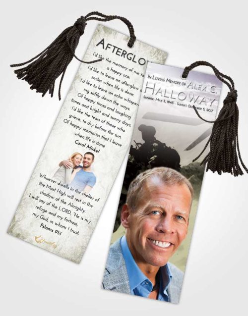 Funeral Bookmark Template Evening Army Sacrifice