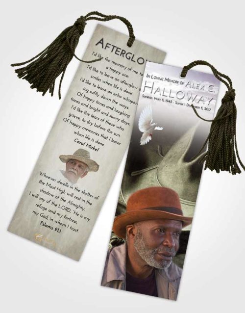 Funeral Bookmark Template Evening Cowboy Serenity