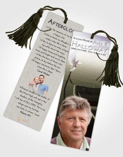 Funeral Bookmark Template Evening Fishing Boat
