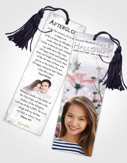 Funeral Bookmark Template Evening Floral Whispers