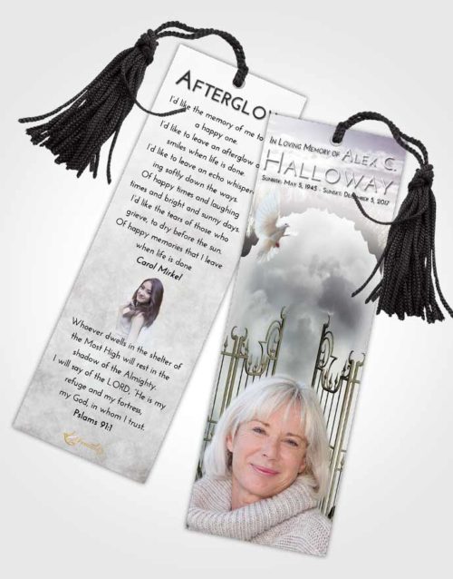 Funeral Bookmark Template Evening Mystical Gates of Heaven