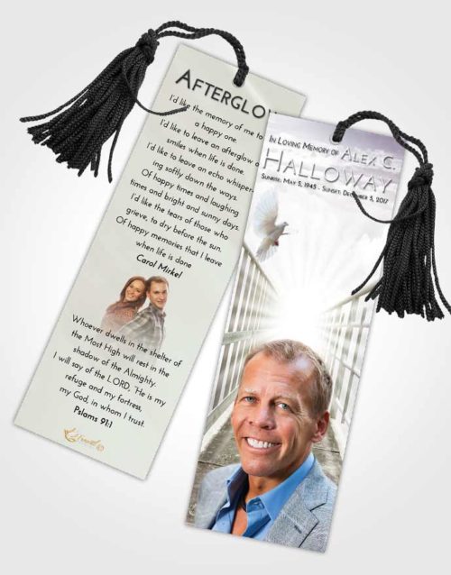 Funeral Bookmark Template Evening Stairway to Faith