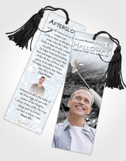 Funeral Bookmark Template Freedom Fishing on the Rocks