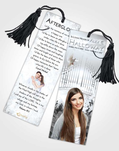 Funeral Bookmark Template Freedom Flowery Gates to Heaven