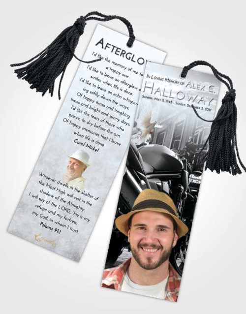 Funeral Bookmark Template Freedom Motorcycle Dreams