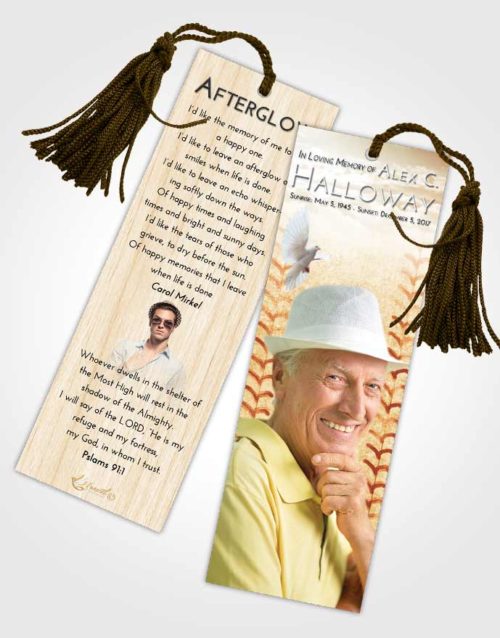 Funeral Bookmark Template Golden Baseball Honor