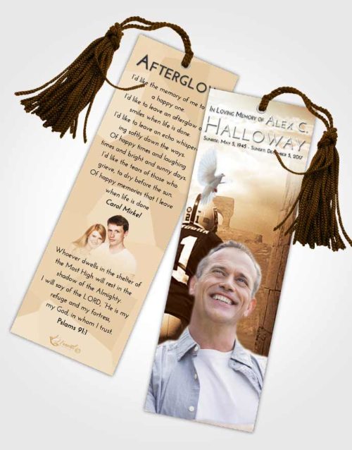 Funeral Bookmark Template Golden Football Victory