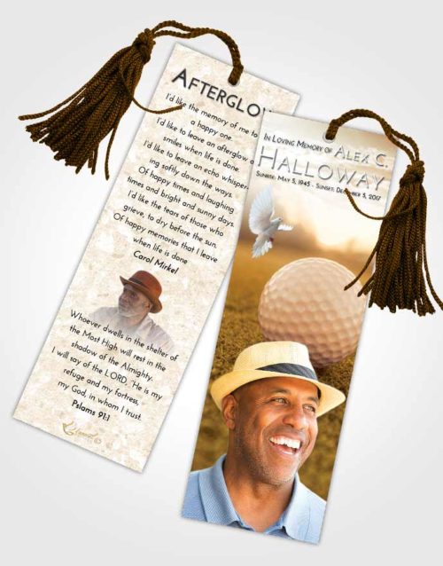 Funeral Bookmark Template Golden Golfing Honor