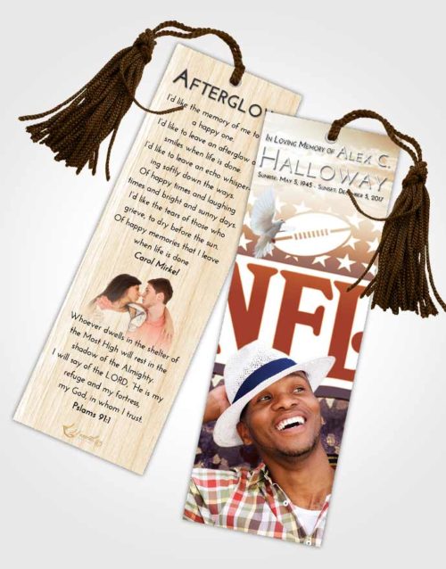 Funeral Bookmark Template Golden NFL Star