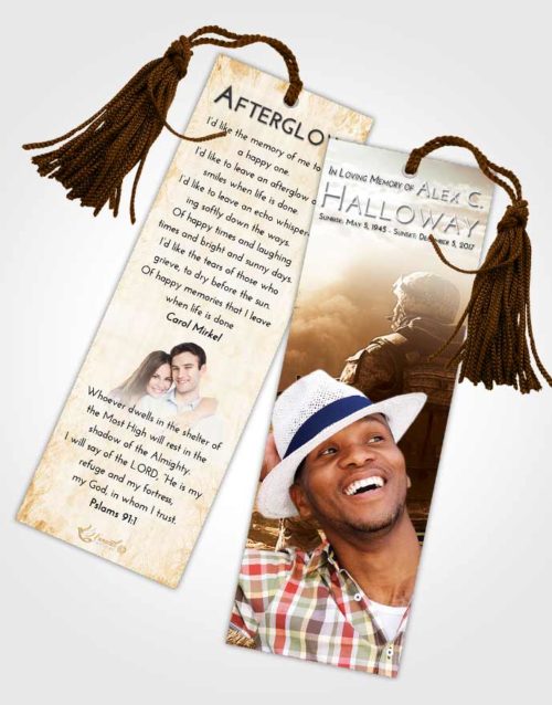 Funeral Bookmark Template Golden Peach Army Life