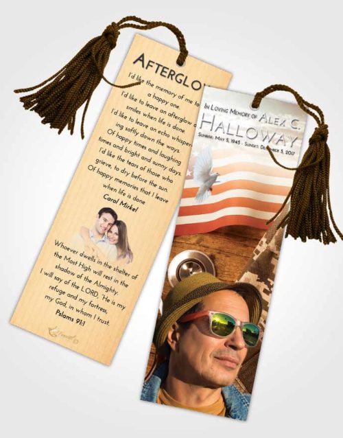 Funeral Bookmark Template Golden Peach Military Medical