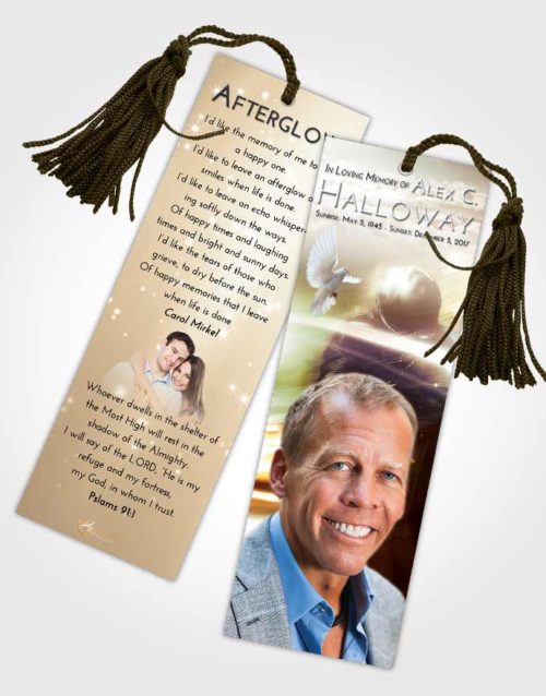 Funeral Bookmark Template Golden Peach Motorcycle Speed