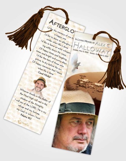 Funeral Bookmark Template Golden Puck of Honor