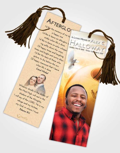 Funeral Bookmark Template Golden Soccer Miracle