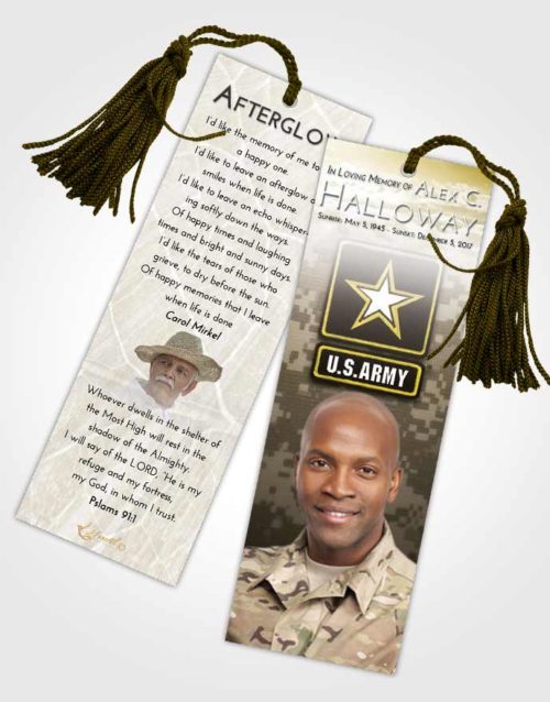 Funeral Bookmark Template Harmony Army Duty