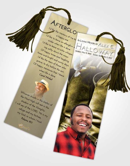 Funeral Bookmark Template Harmony Cowboy Love