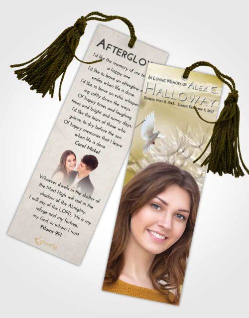 Funeral Bookmark Template Harmony Dandelion Dream