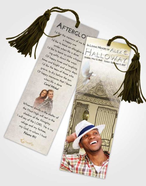 Funeral Bookmark Template Harmony Dreamy Gates to Heaven