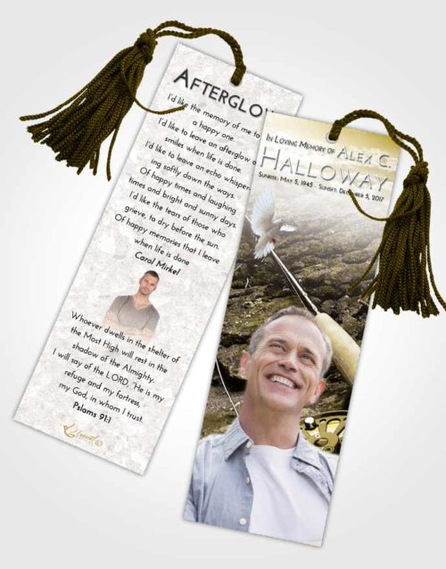 Funeral Bookmark Template Harmony Fishing on the Rocks