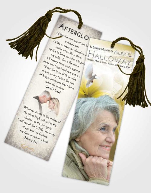 Funeral Bookmark Template Harmony Floral Butterfly