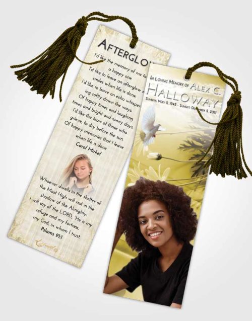Funeral Bookmark Template Harmony Floral Style