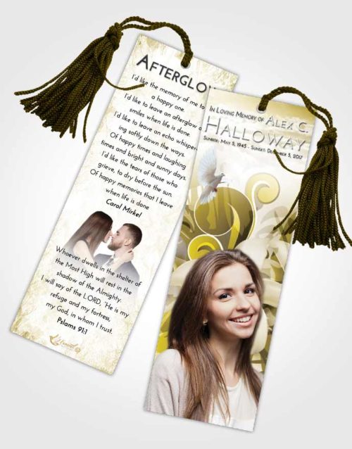 Funeral Bookmark Template Harmony Floral Wish