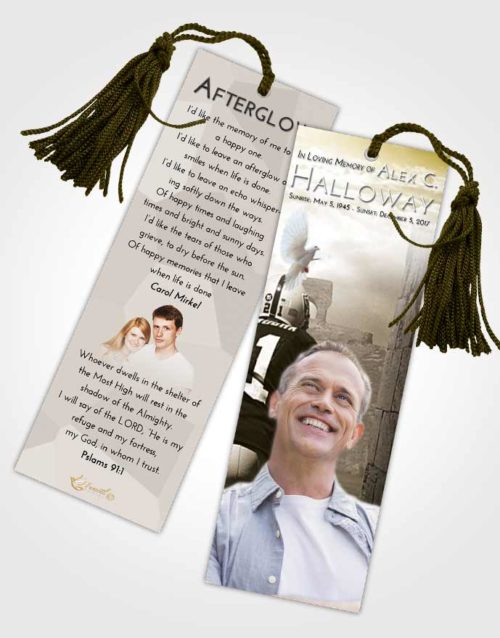 Funeral Bookmark Template Harmony Football Victory