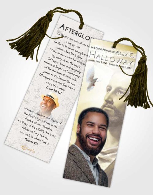 Funeral Bookmark Template Harmony Gaze of Jesus