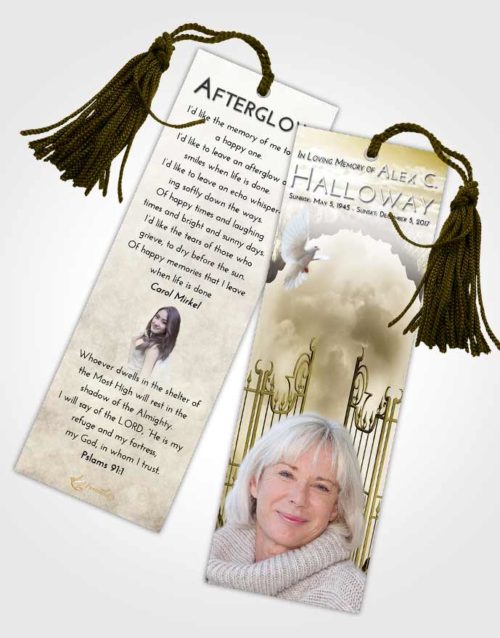 Funeral Bookmark Template Harmony Mystical Gates of Heaven