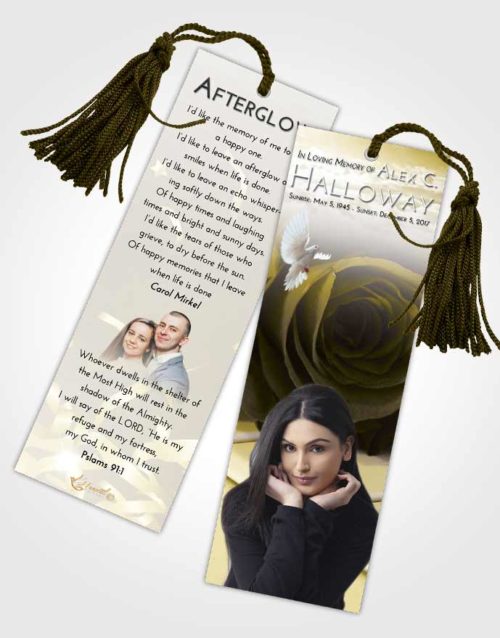Funeral Bookmark Template Harmony Piano Rose