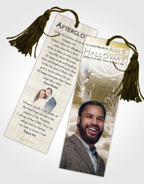 Funeral Bookmark Template Harmony Precious Gates to Heaven