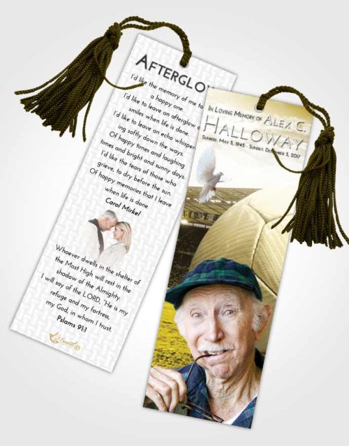 Funeral Bookmark Template Harmony Soccer Love
