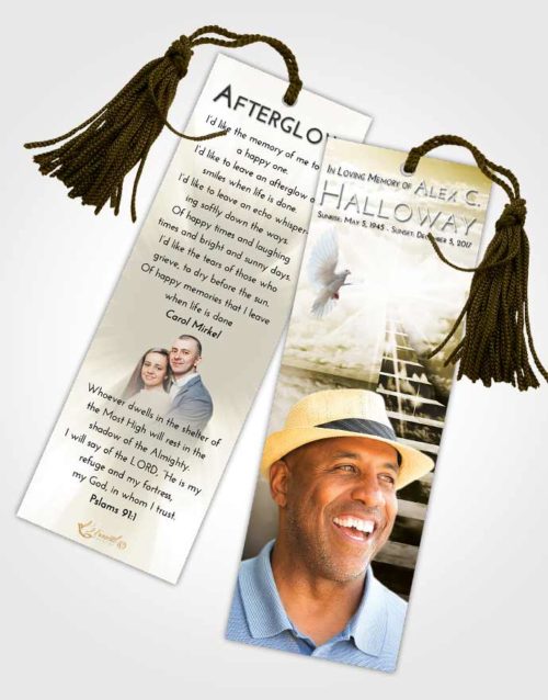 Funeral Bookmark Template Harmony Stairway for the Soul