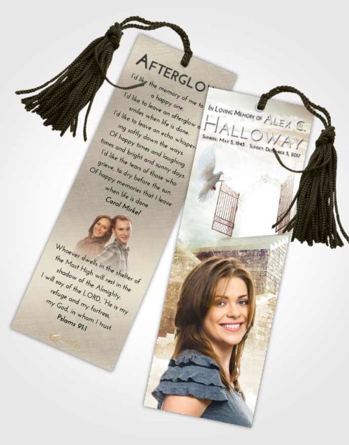 Funeral Bookmark Template Harmony Stairway to the Gates of Heaven