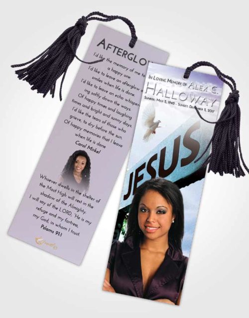 Funeral Bookmark Template Lavender Beauty Road to Jesus