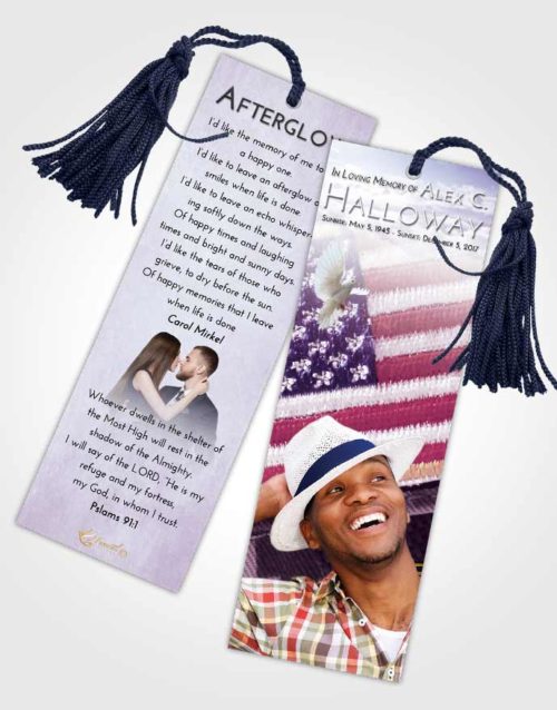 Funeral Bookmark Template Lavender Sunrise Army Days