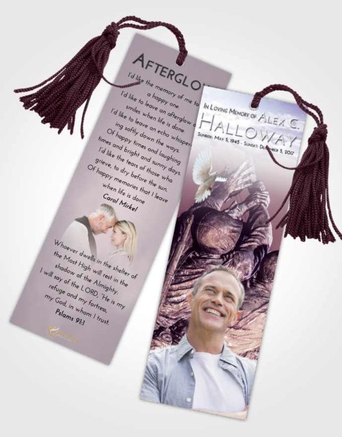 Funeral Bookmark Template Lavender Sunrise Army Grit