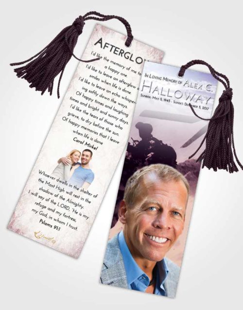 Funeral Bookmark Template Lavender Sunrise Army Sacrifice