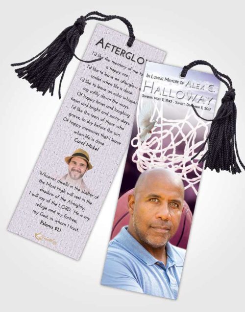Funeral Bookmark Template Lavender Sunrise Basketball Swish