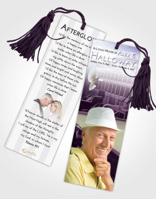 Funeral Bookmark Template Lavender Sunrise Billiards Journey