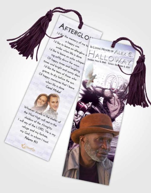Funeral Bookmark Template Lavender Sunrise Boxing Animation