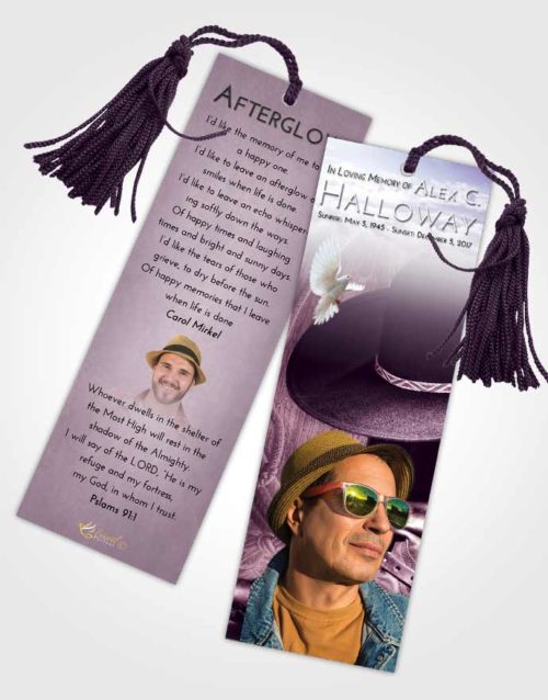 Funeral Bookmark Template Lavender Sunrise Cowboy Desire